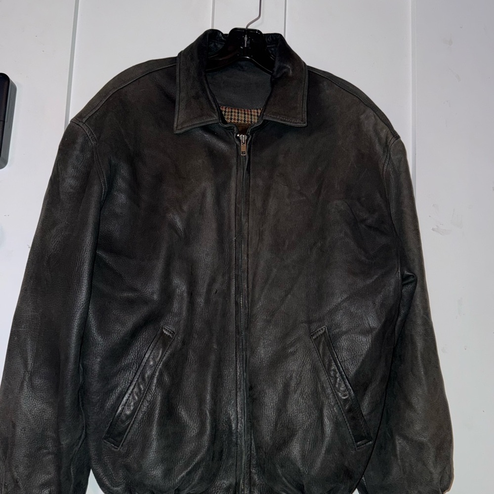 Vintage Paul Stuart Genuine Leather Bomber Jacket Men’s M 1980’s
